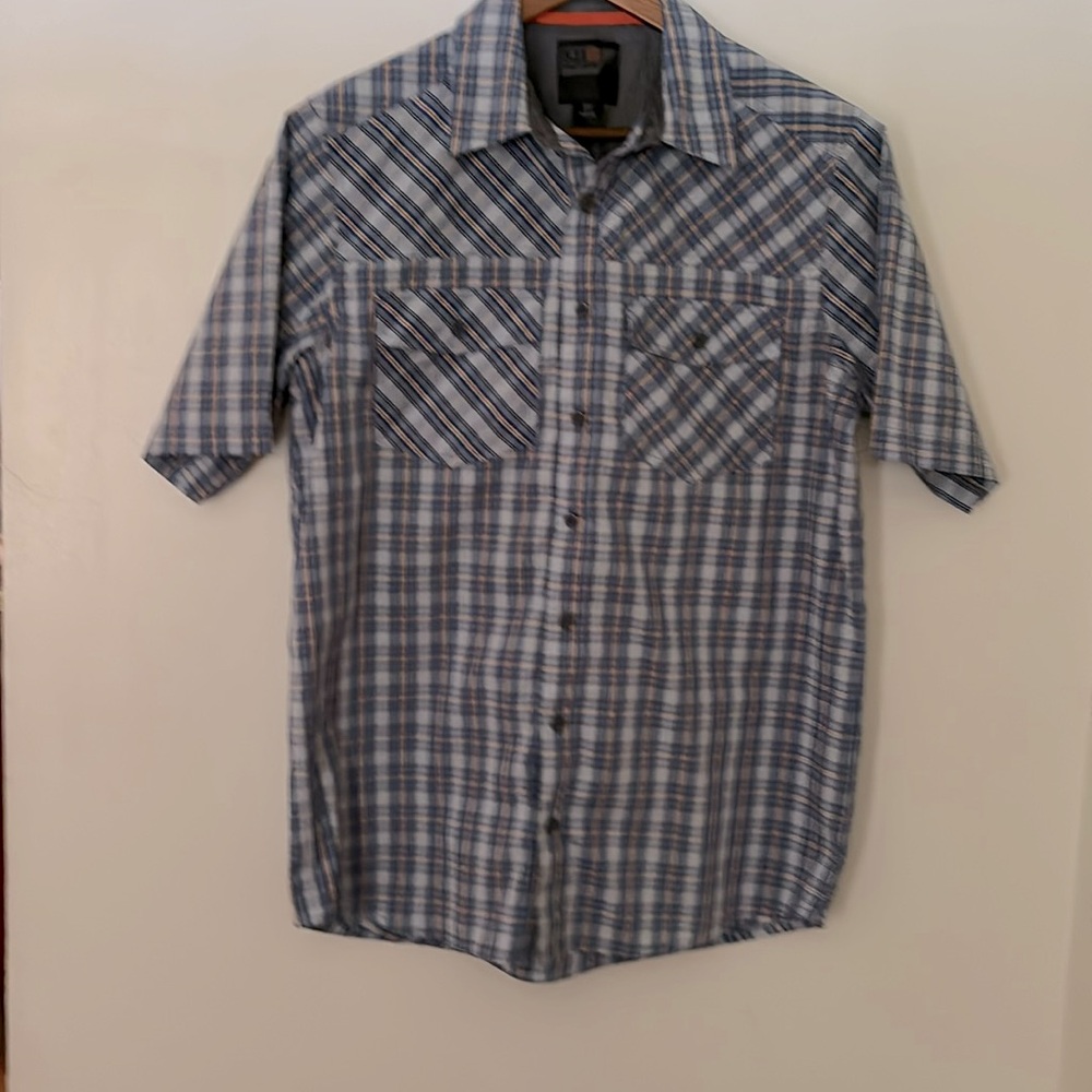 511 Tactical Plaid Snap Button Down Short Sleeve Shirt Size S